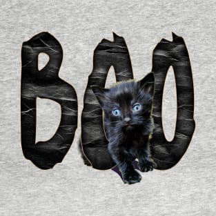 Halloween Kitten and the Word Boo T-Shirt